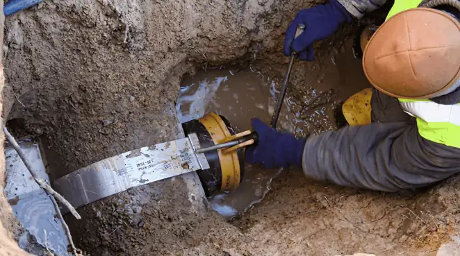 Technician performing underground drainage repair for foundation protection and gutter systems in Hollywood, FL